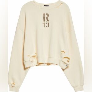 Distressed Logo Graphic Crop Sweatshirt
R13